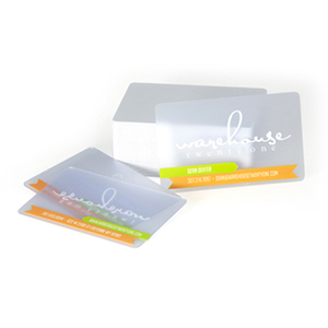 Frosted plastic cards in clear and solid